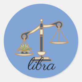 Libra〔占星術の〕十二宮図女性用ステッカー、スモールビジネス ラウンドシール