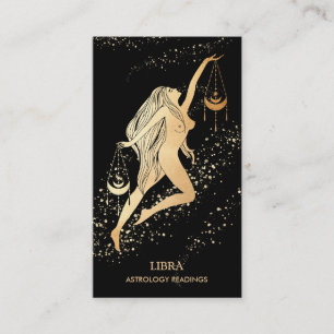 *~* LIBRA〔占星術の〕十二宮図星座の読金ゴールドブラック 名刺
