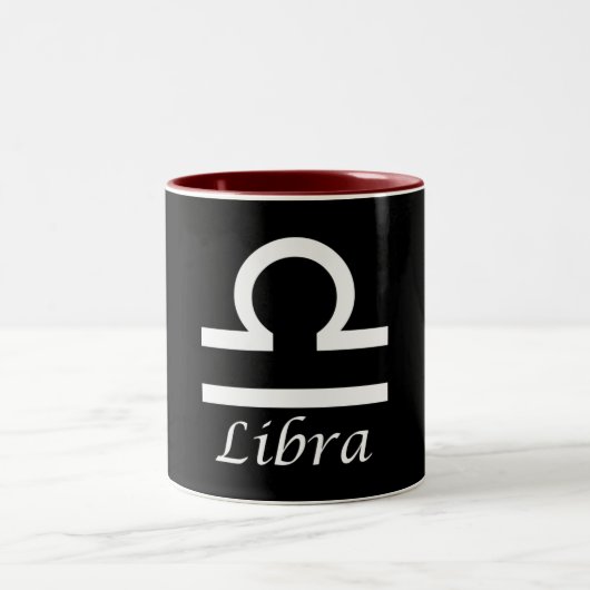 'Libra'〔占星術の〕十二宮図標識 ツートーンマグカップ (中央)