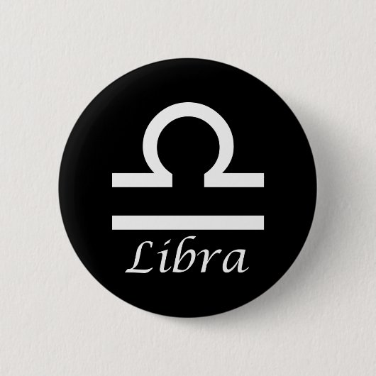 'Libra'〔占星術の〕十二宮図標識 缶バッジ (正面)