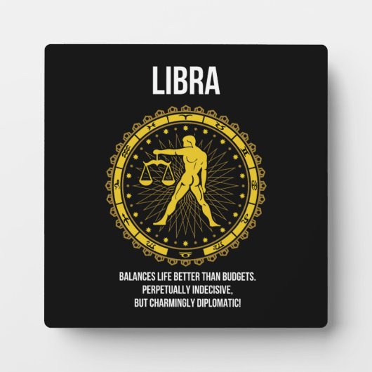Libra -占星術、おもしろい〔占星術の〕十二宮図・サイン・ユーモア フォトプラーク (正面)