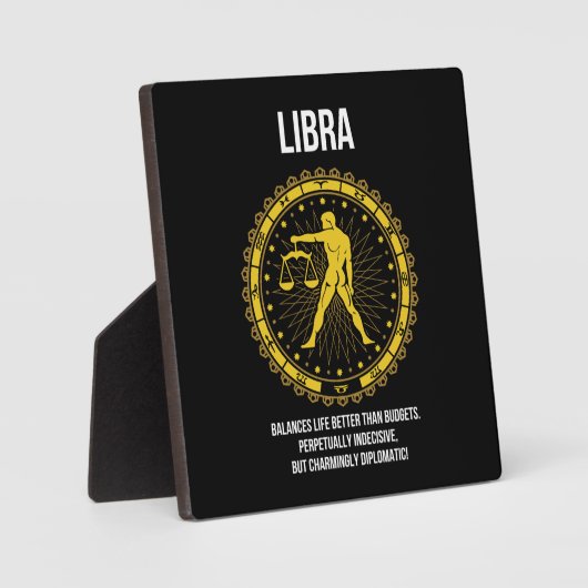 Libra -占星術、おもしろい〔占星術の〕十二宮図・サイン・ユーモア フォトプラーク (正面)