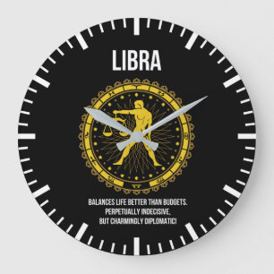 Libra -占星術、おもしろい〔占星術の〕十二宮図・サイン・ユーモア ラージ壁時計