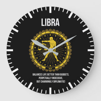 Libra -占星術、おもしろい〔占星術の〕十二宮図・サイン・ユーモア ラージ壁時計