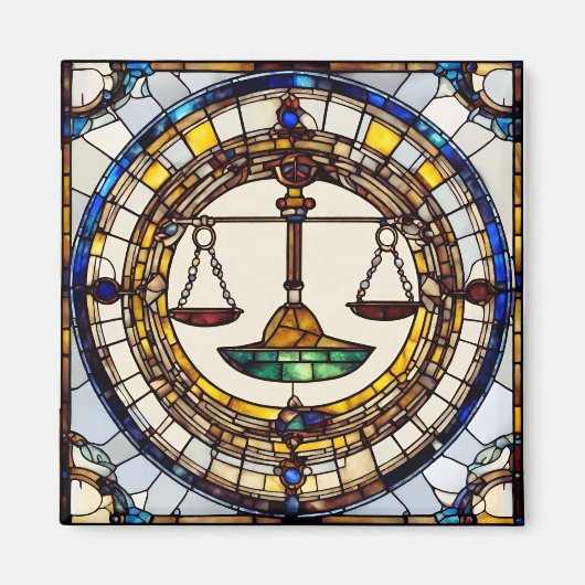 Libra 2インチスクエア〔占星術の〕十二宮図マグネット マグネット (正面)