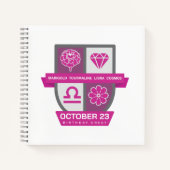 Libra Birthday Crest™ for October 1-23 ノートブック (正面)
