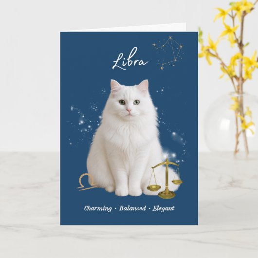 Libra Cat Birthday Card カード (黄色い花)