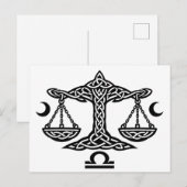 Libra Celtic Moon‑Scale Sigil | BurnsInHell Ink シーズンポストカード (正面/裏面)