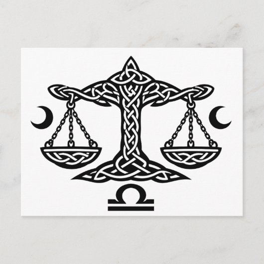 Libra Celtic Moon‑Scale Sigil | BurnsInHell Ink シーズンポストカード (正面)