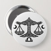 Libra Celtic Moon‑Scale Sigil | BurnsInHell Ink 缶バッジ (正面&裏面)