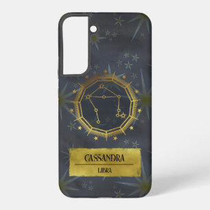 Libra Dark〔占星術の〕十二宮図占星術:ブラック&金ゴールド Samsung Galaxy S22+ケース