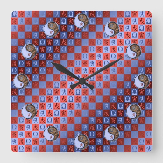 Libra & Earth Tiger スクエア壁時計 (正面)