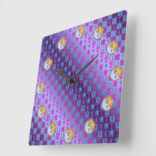 Libra & Fire Boar スクエア壁時計 (傾斜)