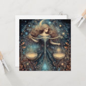 Libra Scales Zodiac Astrology Celestial Birthday カード (正面/裏面インサイチュ)