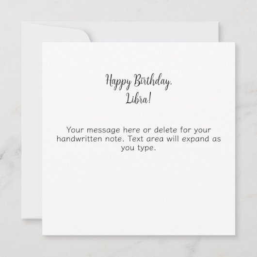 Libra Scales Zodiac Astrology Celestial Birthday カード (裏面)