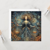 Libra Scales Zodiac Astrology Mystical Birthday カード (正面/裏面インサイチュ)