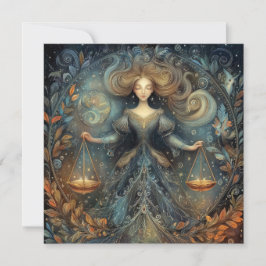 Libra Scales Zodiac Astrology Mystical Birthday カード