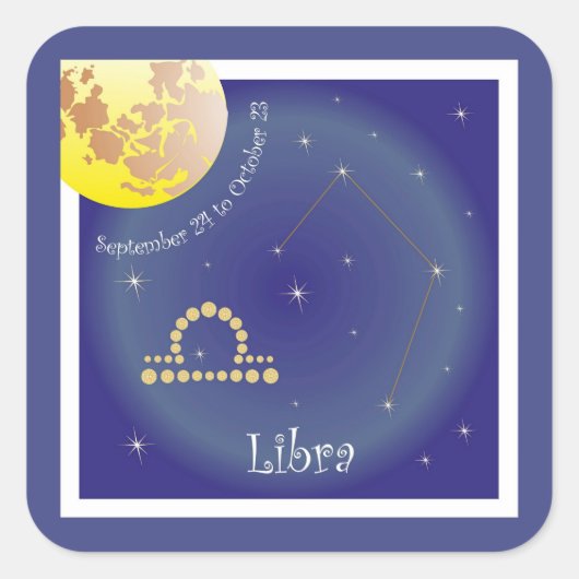 Libra September 24 to October 23 Aufkleber スクエアシール (正面)