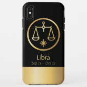 Libra The Scalesまたはバランスの(占星術の)十二宮図の黒の金ゴールド Case-Mate iPhoneケース (裏面)