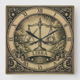 Libra Vintage Zodiac Wall Clock スクエア壁時計
