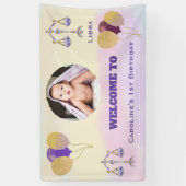 Libra Watercolor 1st Birthday | Balloons & 1 Photo 横断幕 (縦)