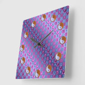 Libra & Wood Rooster スクエア壁時計 (傾斜)