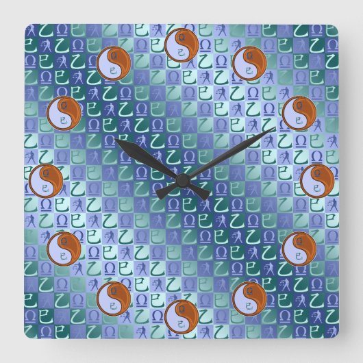 Libra & Wood Snake スクエア壁時計 (正面)