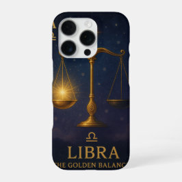 Libra Zodiac Art – Golden Scales of Harmony iPhone 16 Proケース