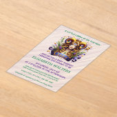 Libra Zodiac Baby Shower Lavender and Green アクリル招待状 (レイダウン)