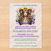 Libra Zodiac Baby Shower Lavender and Green アクリル招待状 (正面)