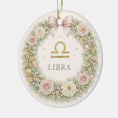 Libra Zodiac Christmas Ornament – Blush Floral Wre セラミックオーナメント (左)