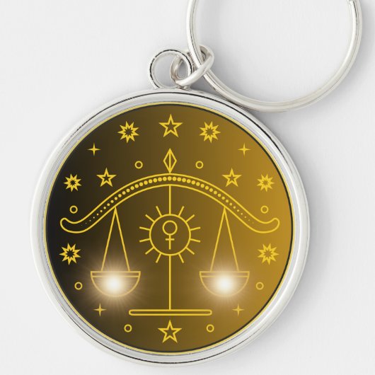 Libra Zodiac Emblem | Minimal Celestial Symbol キーホルダー (正面)