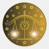 Libra Zodiac Emblem | Minimal Celestial Symbol ラウンドシール (正面)