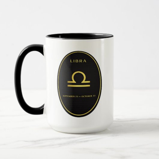 Libra Zodiac Gold Oval Emblem Mug | Luxury Astrolo マグカップ (左)