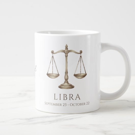 Libra Zodiac Personalized Name & Birth Date ジャンボコーヒーマグカップ (右)