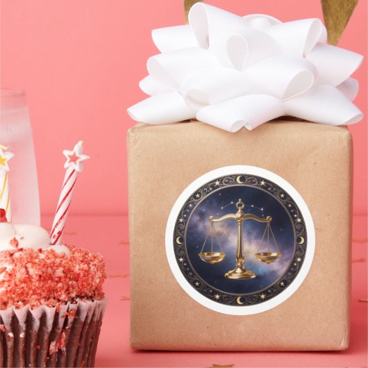 Libra Zodiac Scales ラウンドシール (パーティー)