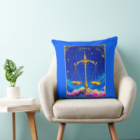 Libra Zodiac Scales in a Star-Filled Sky クッション (椅子)