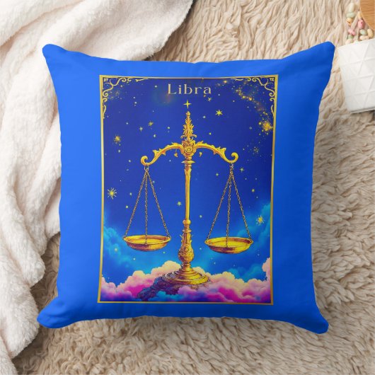 Libra Zodiac Scales in a Star-Filled Sky クッション (ブランケット)