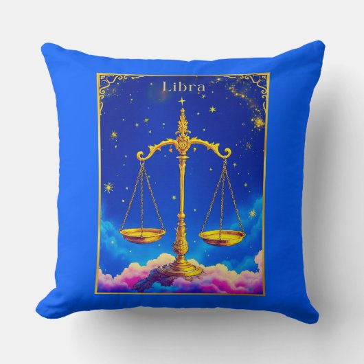 Libra Zodiac Scales in a Star-Filled Sky クッション (正面)