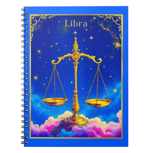 Libra Zodiac Scales in a Star-Filled Sky ノートブック (正面)