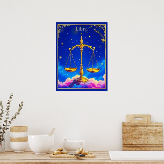 Libra Zodiac Scales in a Star-Filled Sky ポスター (キッチン)