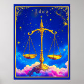 Libra Zodiac Scales in a Star-Filled Sky ポスター (正面)