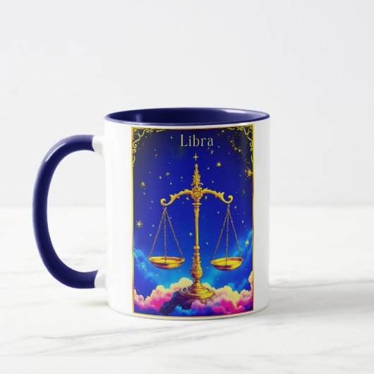 Libra Zodiac Scales in a Star-Filled Sky マグカップ (左)