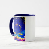 Libra Zodiac Scales in a Star-Filled Sky マグカップ (正面左)