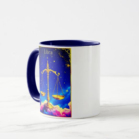 Libra Zodiac Scales in a Star-Filled Sky マグカップ (正面左)