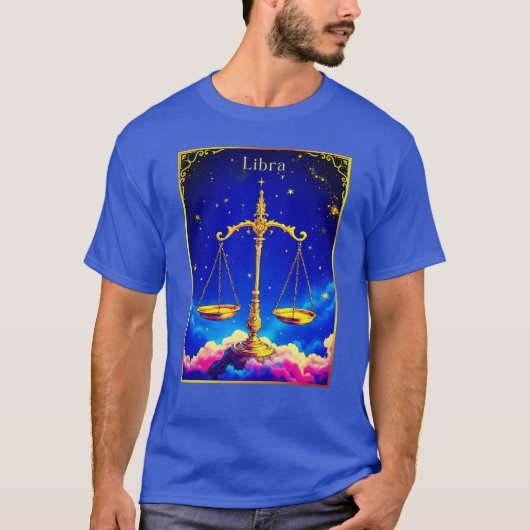 Libra Zodiac Scales in a Star-Filled Sky Tシャツ (正面)