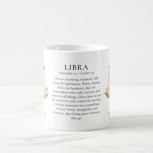 Libra Zodiac Sign Horoscope Personalized Gift コーヒーマグカップ (中央)