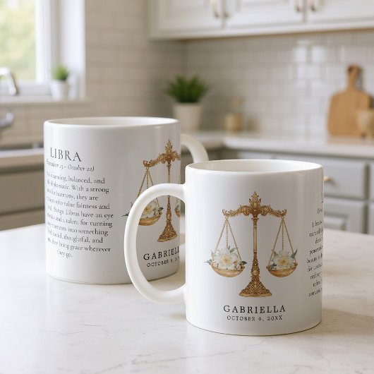 Libra Zodiac Sign Horoscope Personalized Gift コーヒーマグカップ