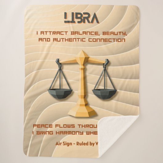 Libra Zodiac Sign Modern 3D Astrology Design シェルパブランケット (正面)