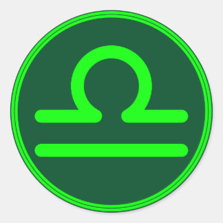 Libra Zodiac Symbol Green Contrast ラウンドシール
